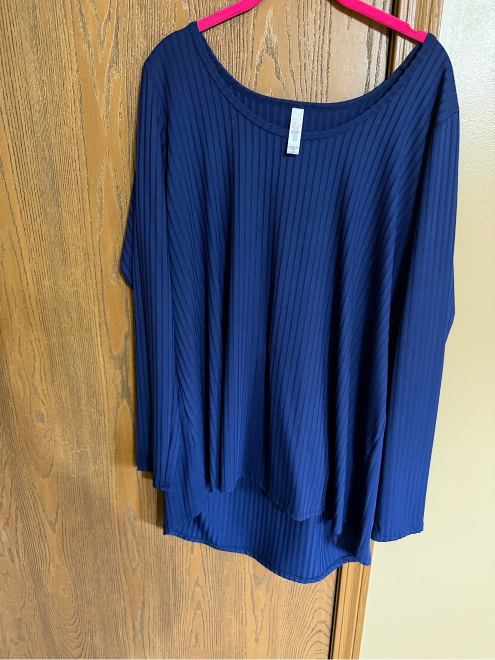 LuLaRoe Navy Ribbed Long Sleeve Top